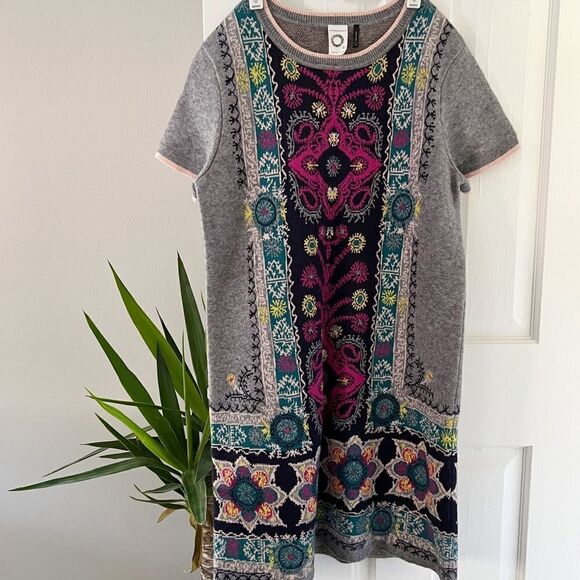 Anthropologie Akemi+Kin Kaleidoscope Boho Sweater Multicolored Mini Dress - Picture 2 of 7